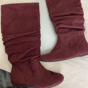 Burgundy Thigh High Boots